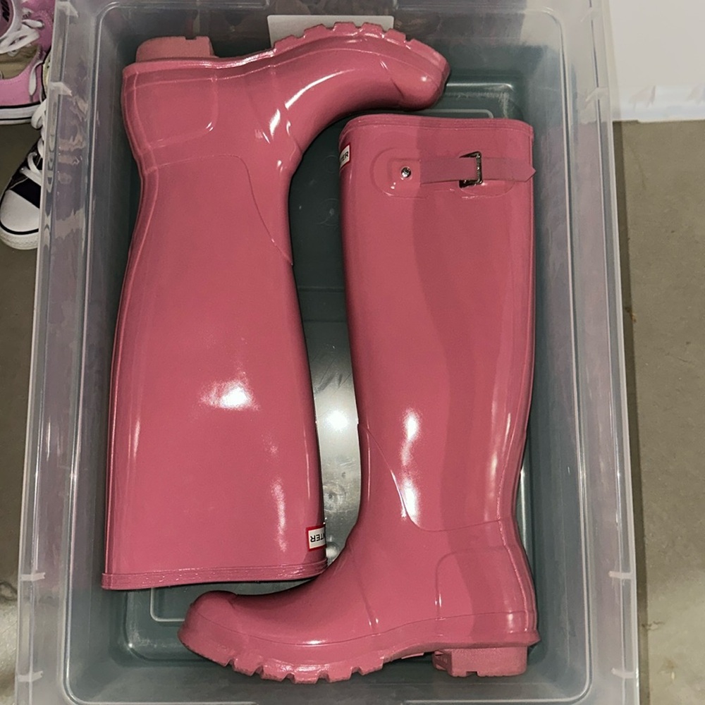 Hunter original tall gloss pink rain boots